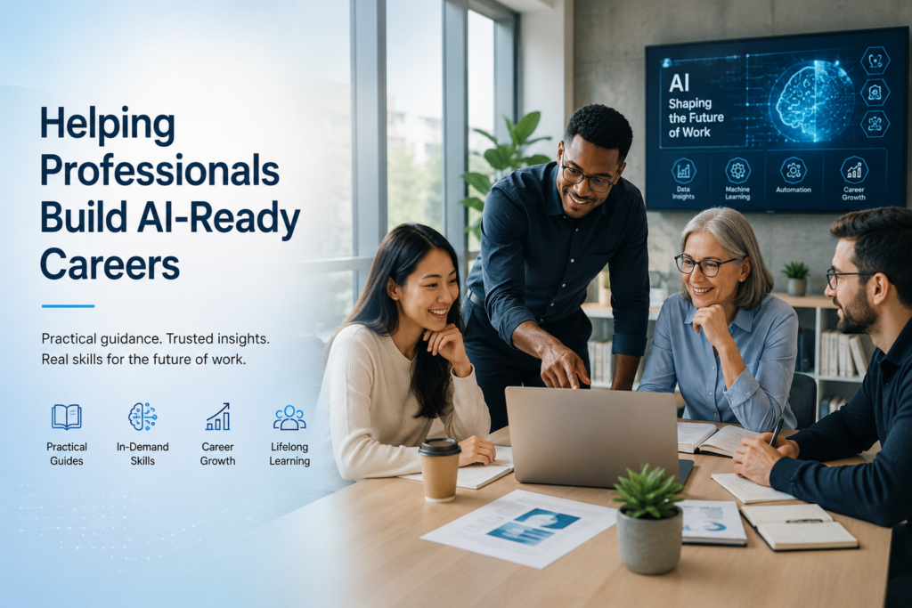About AiCareerTrack team collaborating to help professionals build AI-ready careers through trusted guidance and lifelong learning.