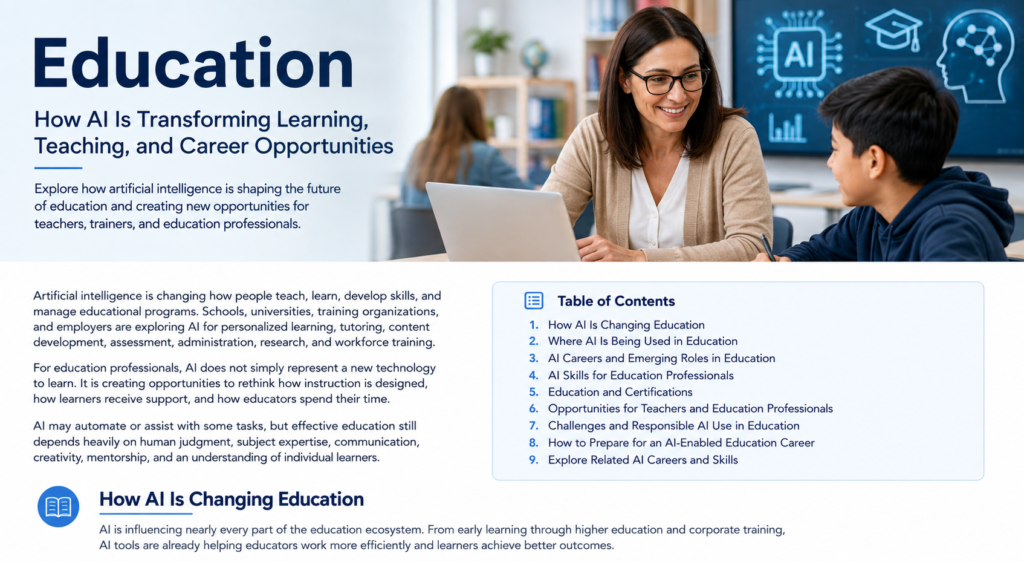 AI in Education with a teacher and student using technology in a modern classroom