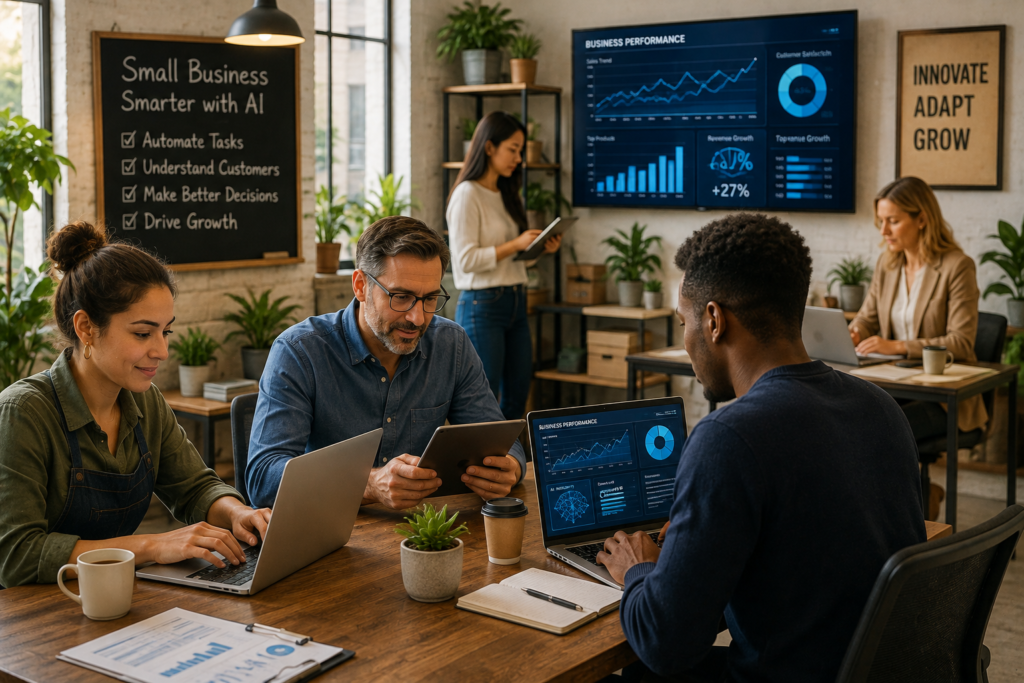 AI for Small Business owner using artificial intelligence tools for business operations and growth
